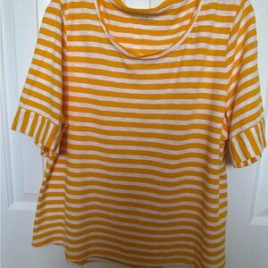 Talbots Orange and White Striped Short Sleeve Top